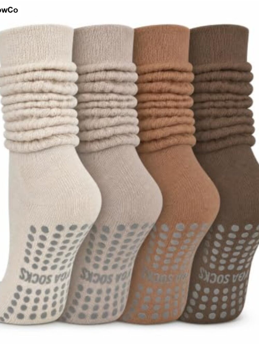 Knee High Pilates Socks with Grips Cotton Non Slip Yoga Socks